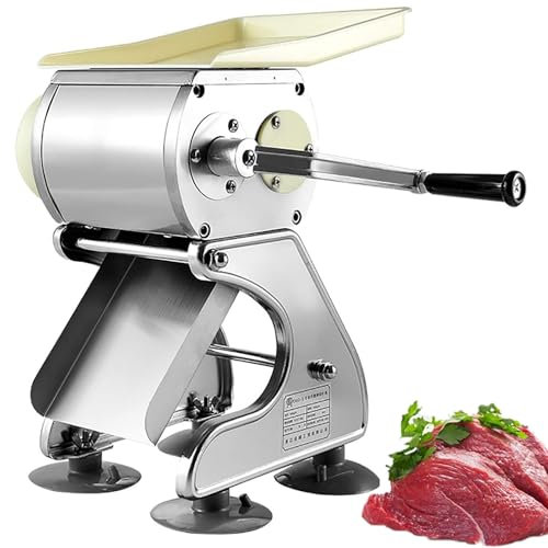 Manual Meat and Vegetable Cutting Slicer, Commercial Stainless Steel Meat Cutter Machine with 2.5-10mm Thickness, Beef Bacon Vegetable Slicing Machine, for Food, Chicken, Deli, Hot Pot, BBQ(10mm)