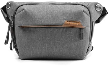 Peak Design Everyday Sling 3L, ceniza, correa de hombro acolchada ajustable para llevar cruzada o cintura, divisor FlexFold, ideal para llevar cámaras o artículos esenciales diarios, bolsa bandolera