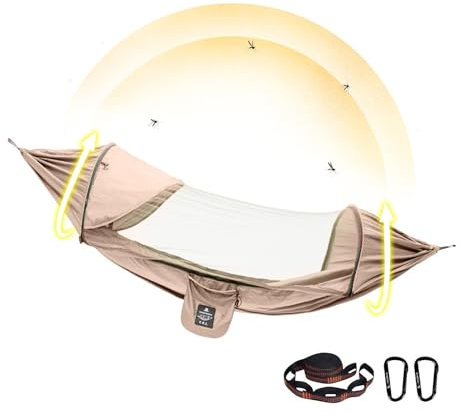 Reisehängematte, Hängematte für draußen - Rucksack-Hängematte mit Fliegennetz - Schaukelhängematte, tragbare Hängematte mit Baumgurten für Terrasse, Reisen, Outdoor
