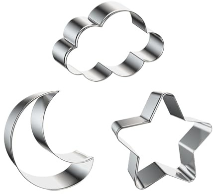 FSSTUD Lot de 3 emporte-pièces en forme d'étoile et de lune en forme de nuage - En acier inoxydable - Pour la cuisine et la maison