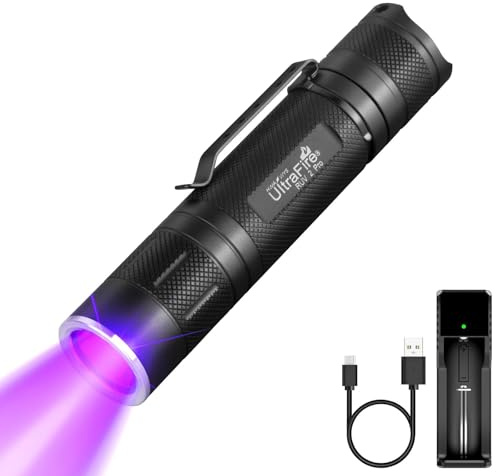 UltraFire UV Taschenlampe 395nm LED Schwarzlicht, 10W Ultraviolette Taschenlampe, 2 Modi UV Licht für Aushärtungsharze, Urinflecken von Haustieren, Fluorescent Agent, Leckdetektor