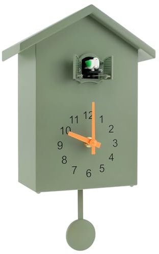 Sarini Orologio a cucù Moderno con Design Minimalista e Suono del cuculo, Decorazione da Parete a Pendolo, Elegante Stile casetta per Uccelli per Soggiorno, Cucina, Arredamento per Ufficio