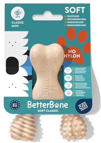 BetterBone - Hundtuggleksak Mini Soft Classic - Veggie tuggben Hund Nylon- och GMO-fri baserad på cellulosa - Tuggleksak med mjuk neutral smak - Splitterfri, allergivänlig och hållbar