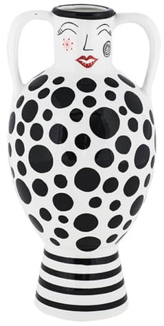 Villa Altachiara Vaso Fiori Bianco E Nero Con Pois, 32,2 Cm, vasi per piante da interno Per Arredamento Casa, Sopramobili Moderni E Oggetti Decorativi, Linea Elicrisio