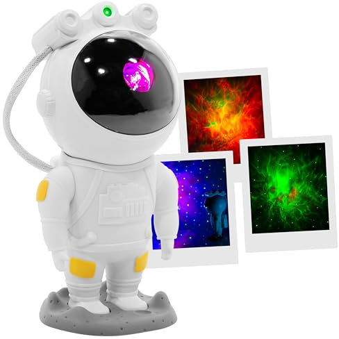 Boomtone DJ Star Man – Veilleuse Astronaute LED RGB – Effet Nébuleuse & Ciel étoilé – Batterie rechargeable – Télécommande – Minuterie 45/90 min – USB-C