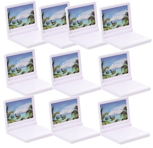 Garneck 10pcs Mini Laptop Models Doll House Accessories Realistic Decorative Micro Computer Ornaments for DIY Projects and Home Decor for Dollhouse Decoration