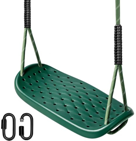 WWFFEN Kunststoff Rutschfester Outdoor Baum Hängesitz | Baum Hängesitz Für Erwachsene mit Verstellbarem Seil und Karabiner 270 kg Tragkraft,Grün, Grün