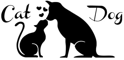 Reflektierender Autoaufkleber mit Katze und Hund, Wasserfester PVC-Aufkleber, Schwarze Haustier-Silhouette für Auto, Laptop, Kühlschrank ((15cm/5.91inch))