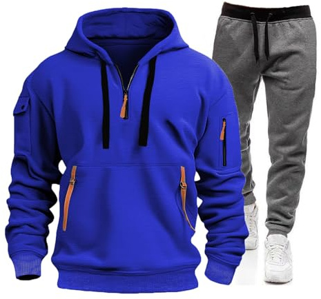 Generisch Herren Jogginganzug Trainingsanzug Männer Sportanzug Fitness Fitnessanzug Outfit Streetwear Jogginghose Hoodie-Sporthose,Traningsanzuganzug Herren,Geburtstag/Jahrestag