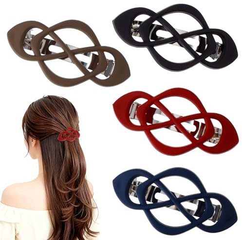 Xinjoduz 4 Stück Haarspangen Damen Französische Haarspange Frau Vintage Automatisch Hair Clips Set Dünnes Haar Haarschmuck für Frauen Mädchen