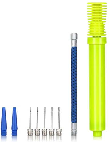 Alyvisun Tvåvägsbollpump, Bärbara Fotbollspumpkit, Handpump med Nål och Förlängningsslang för Basketboll, Fotboll, Volleyboll, Ballonger, Hållbar Aluminiumlegeringsrör, Snabb Uppblåsbar Pump