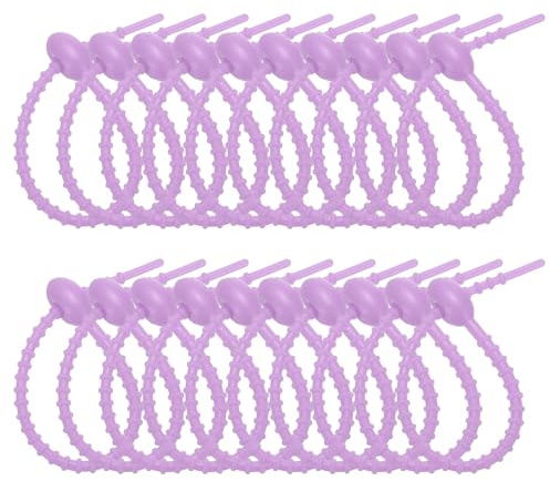 PATIKIL Bridas de silicona de 6 pulgadas, 20 bridas de goma reutilizables para el hogar, oficina, cocina, bolsas de alimentos, cables, clip ajustable para bolsa, color marrón