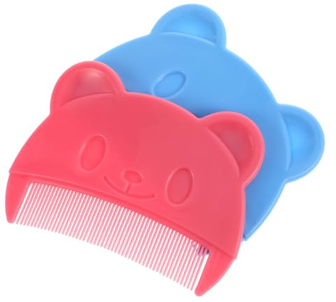 Hohopeti 2pcs Baby Fine Tooth Combs Bear Shaped Cradle Cap Brush Portable Hair Combs for Newborns and Toddlers Scalp Care in Blue and Pink