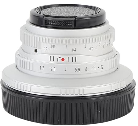 Fabater 25-mm-F1.7-Objektiv mit Manueller Fokussierung, APS-C-Festbrennweitenobjektiv mit Großer Blende für R7 R10 R50 R100 RP R5 R6, Festbrennweitenobjektiv mit Großer Blende und (Silver)