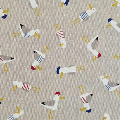 Stoff Meterware Werthers Stoffe Maritimer Möwen Moin Stoff maritim Nordsee Ostsee Sylt - für Kleidung, Taschen, Kissen, Patchwork & DIY Dekostoff Vorhang Tischdecke Bootsgardine