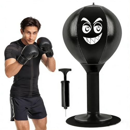 Punchingball Tisch, Büro mit Saugnapf Rage Bag Schreibtischboxsack Tool mit Federn für Chef Kollegen Freunde Aktivität zu Hause und im Büro zum Stressabbau