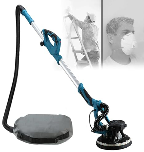 LMgalxion Lijadora Telescópica para Paredes Y Techos/Lijadora De Pared Eléctrica con Cable Y Aspiración Automática De Polvo/Luz LED De Doble Pared, Bolsa para El Polvo 20sheetsofsandpaper