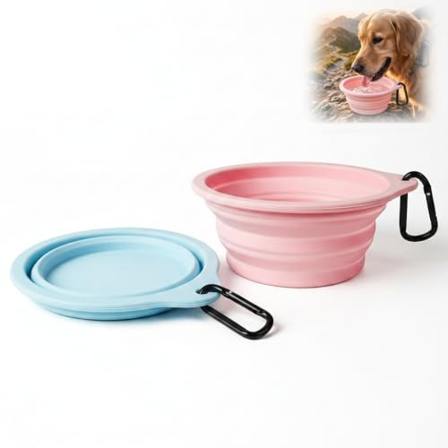 Cuenco plegable para perros y gatos, cuenco de agua y croquetas portátil, silicona alimentaria, ligera y reutilizable, para viajes, senderismo, acampada, paseo