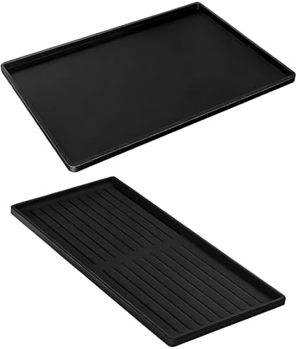 Set med 2 st kaffemaskiner i silikon, 60 x 40 cm kaffematta och 40 x 19 cm dräneringsmatta, halkfri, värmebeständig, svart, för kök och kaffebar