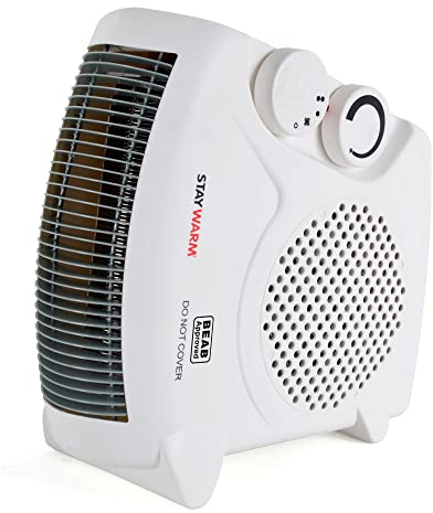 STAYWARM® 2000w Upright and Flatbed Fan Heater with 2 Heat Settings / Cool Blow Fan / Variable Thermostat / Frost Watch / Overheat Protection / BEAB Safety Approved / 3 YEAR WARRANTY - F2003WH - White