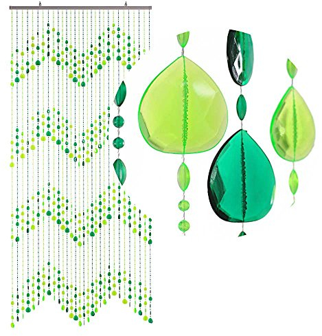 HAB & GUT -DV0253- Türvorhang KLUNKER, GRÜN, 90 x 200 cm Perlenvorhang Pailettenvorhang