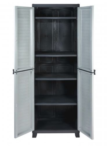 Kreher Hochwertiger Kunststoffschrank der Elite-Serie mit 4 verstellbaren Einlegeböden mit je 20kg Tragkraft - Hohe Version