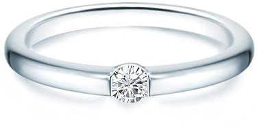 Trilani Damen Verlobungsring 925/- Sterling Silber mit Zirkonia in Brilliantschliff Solitärring Spannring Antragsring
