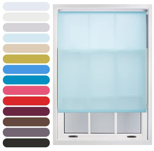 FURNISHED Daylight Roller Blind Trimmable Blinds Window Shade - Easy Install Non-blackout Fabric Complete Roller Blind Kit for Kitchen Living Room Bedroom, Duck Egg Blue, 120W x 165H cm