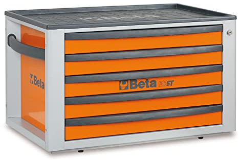 Beta C23ST-O Werkzeugkiste mit fünf Schubladen (Werkkiste mit zentralisierter Frontverriegelung, Werkzeugkoffer mit viel Platz für Werkzeug, ideales Handwerkerset für die Werkstatt), Farbe: Orange