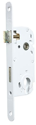 Bricard 2686 Serrure à Mortaiser Pêne Dormant 1/2 Tour Axe à 40 Coffre Etroit et Têtière Bouts Ronds sans Cylindre, Blanc