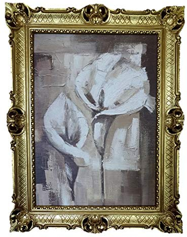 Lnxp Wunderschönes Gemälde 90x70 cm Bilder Barock Antik Repro Rahmen Blumen CALLAS CANVAS R.MAIORCA Home Praxis 58B
