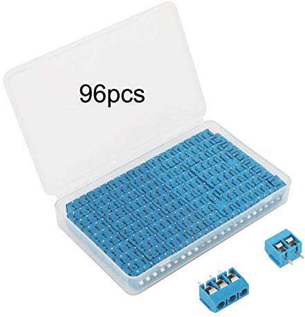 GTIWUNG 96 Stück 5mm 2 Pin/3 Pin PCB Mount Screw Terminal Block, Leiterplatten-Schraubklemmen Steckverbinder Blau, 300V 10A(2 Pin-56, 3 Pin-40)