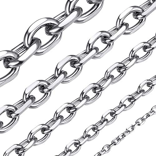 ChainsHouse Damen Halskette Edelstahl Ankerkette Silber Choker Rolo Kette 3mm für Frauen Gliederkette ohne Anhänger Damen Collier Rolokette 46cm O-Kette Ersatzkette Halsreif Modeschmuck für Tochter