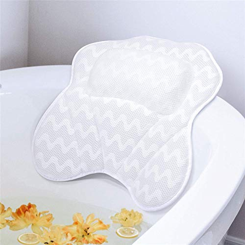 HAIBI Badewannenkissen, Saugnapf Air Mesh Kopf Hals Zurück Schulter Unterstützung Dusche 3D Ventilation Spa Badewanne Kissen