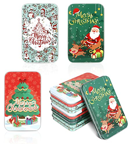 LIHAO 6pz Scatole di Natale in Metallo, MINI Cofanetto per Buono Regalo, Gioielleria, Moneta, Piccolo Contenitore