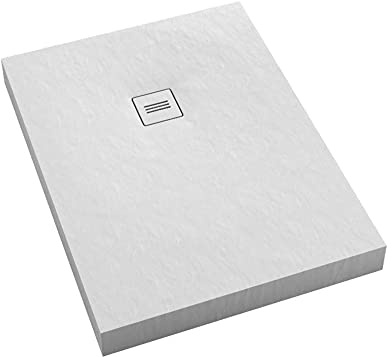 Sellon24® Duschwannen Set Acrylwanne mit Ablaufgarnitur und Abdeckplatte Duschtasse Rutschfest Weiß Bau-Höhe 12 cm (80x90x12)