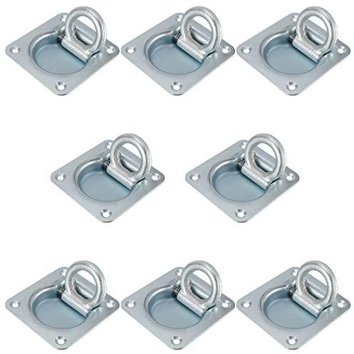 ZEONHEI 8 Stück Zurrösen, 800Kg D Ring Zurröse Anhänger Zurrösen, 102 x 95 mm Aufbauzurrösen Zurring Verzurrösen Befestigungsösen für Anhänger, Haken, LKW, Boot, Silber