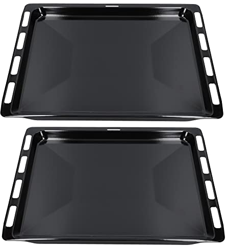 2 Stück Backblech 465x375 Kuchenplatte emailliert kompatibel mit Bosch Siemens Constructa 00662999 662999 17008354 für Backofen Blech Herd - LUTH Premium Profi Parts