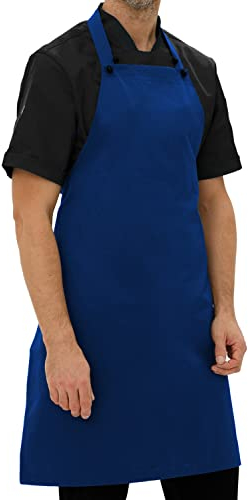 strongAnt easyMove - Chaqueta de cocinero para hombre, manga larga, con espalda elástica, incluye botones de bola, corte ajustado, Delantal de cocina azul, Einheitsgröße (S, M, L)