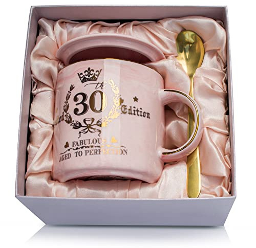 30 Geburtstag Frauen Geschenk Lustig, Fabelhafter 30. Limited Edition Frau | 400ml Rosa Keramik Kaffeebecher mit Golddruck, Geburtstagsgeschenk Geschenke FÜR Freundin, Schwester, Schöne Geschenkbox