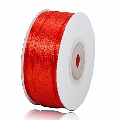 Geschenkband Rot 3mm Breit, 91 Meters Satinband Rot Geschenkbänder Stoff Schleifenband Dekoband zum Geschenkverpackung, Bastelarbeiten, Geburtstag und Hochzeitsdekoration