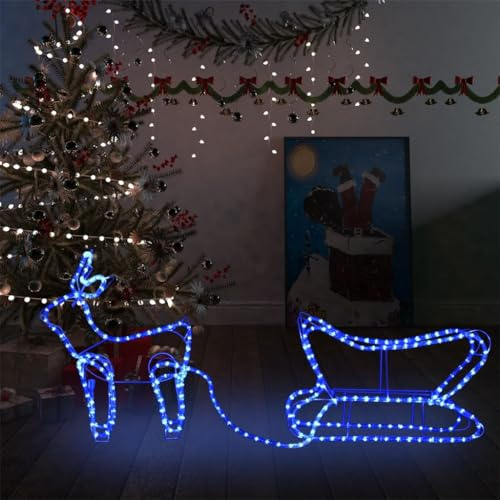 Bussandri Exclusive - Weihnachtsdekoration Rentiere und Schlitten Outdoor 252 LEDs