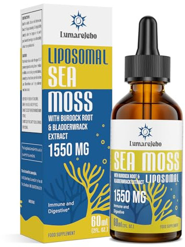 Liposomal Irish Sea Moss Drops 1550MG, with Burdock Root and Bladderwrack Extract, 4X Stronger Than Pills & Gel, Gut & Immune Balance, 60ml (Pack of 1)