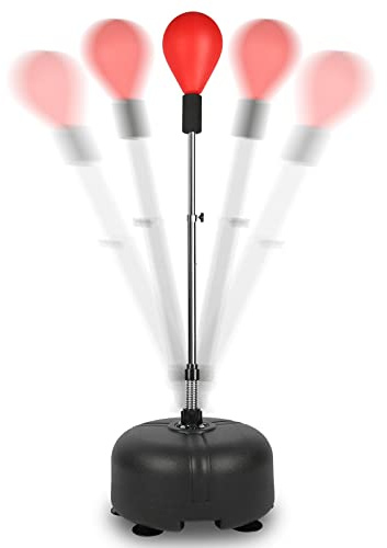 Dripex Punchingball Speedball Verstellbarer freistehender Boxsack Speed-Reflex Trainingsball, Trainingsgerät für Zuhause und Fitnessstudio (Rot)