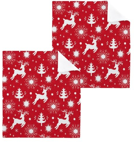 ISAOA Weihnachts-Waschlappen-Handtuch für Badezimmer, Spa, Hotel, Weihnachten, Rentiere, Weihnachtsbaum, Schneeflocken, Gästetücher, Waschlappen, saugfähig, schnell trocknend, 6,30 x 30 cm