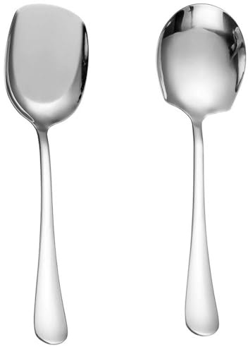 2 Pcs Large Serving Spoons Stainless Steel Large Buffet Serving Spoons Cook Serving Spoon Silver Serving Spoons with Long Handle for Serving Dinner Desserts and for Catering
