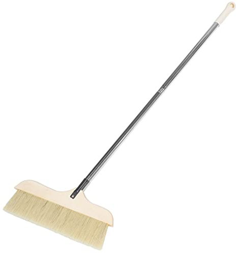 GLEAVI Soft Bristle Indoor Broom Long Stainless Steel Handle Anti-static Solid Wood Stick Floor Cleaning Brush for Hardwood and Carpet Home Kitchen Use