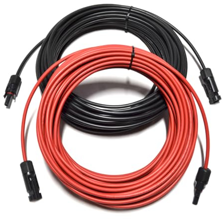 Solarkabel Verlängerungskabel Solarstecker schwarz rot 4-6mm² mit Solarstecker Solarmodule Solar Photovoltaik flexibel UV-beständig (2X 15m 6mm²)