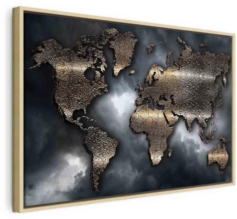 B&D XXL - Leinwandbild Abstrakte Landkarte Himmel, 120x80 cm, Schlafzimmer | Hochwertige Leinwand, sofort aufhängbar, ideal fürs Wohn- oder Schlafzimmer, wasserfest und lichtecht, langlebig, stilvoll