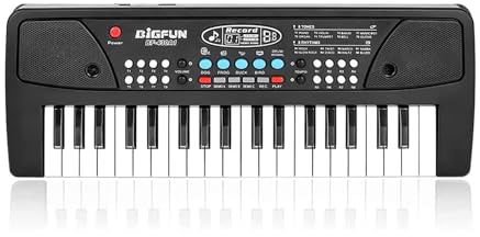 LeeQee Black 37 Keys Kids Piano Keyboard, Portable Electric Musical Instruments Piano with Microphone, Learning Educational Gifts Toys for Age 3 4 5 6 7 8 9 Years Old Boys Girls Toddlers (Black)